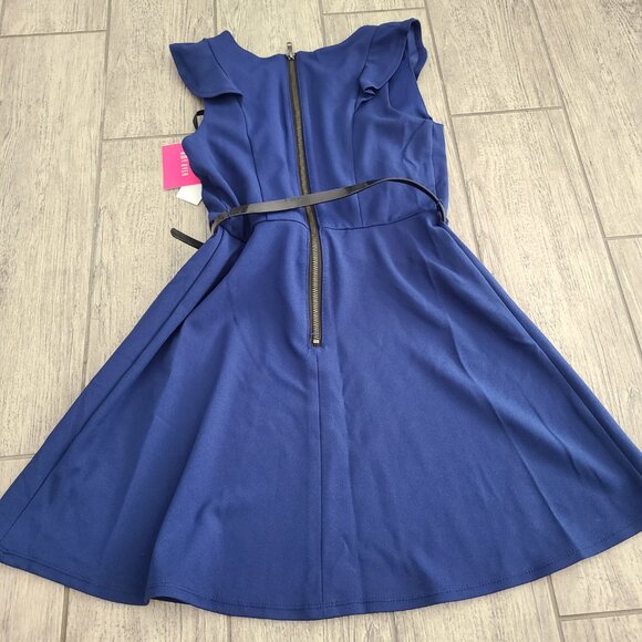 Amy Byer Girls Blue Ruffle Fit & Flare Dress with Belt Size 12 (NWT) - Picture 10 of 10